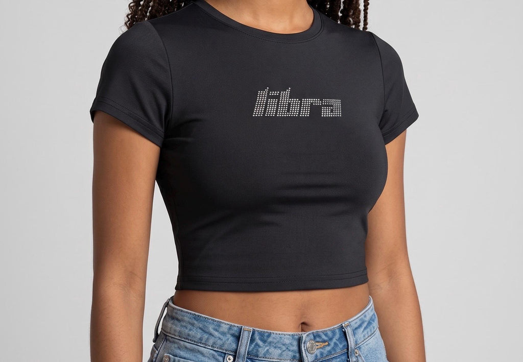 Libra Rhinestone Crop Top - Y2K Font