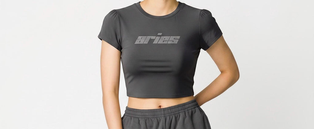 Aries Zodiac Astrology Rhinestone Crop Top - Y2K Font