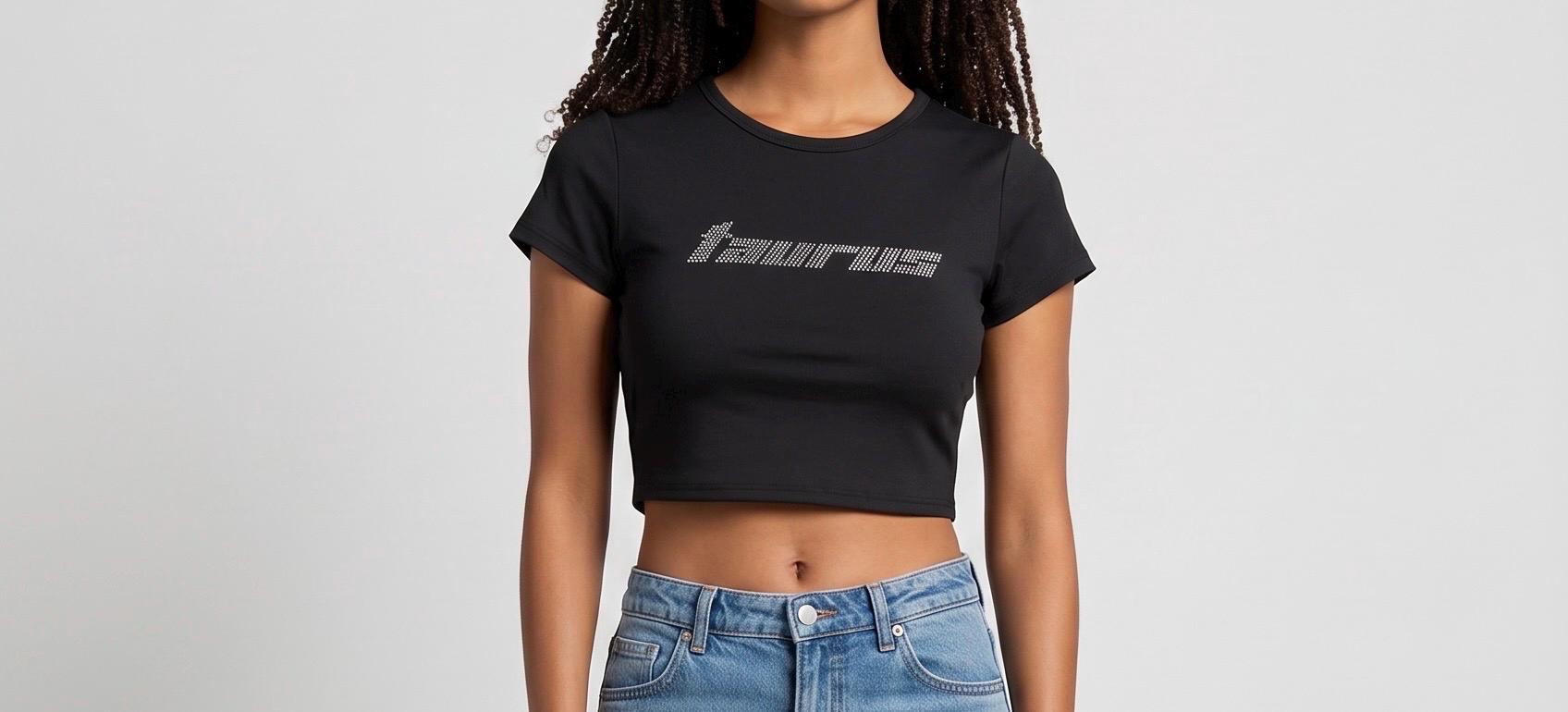 Taurus Rhinestone Crop Top - Y2K Font