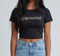 Gemini Zodiac Astrology  Rhinestone Crop Top - Y2K Font