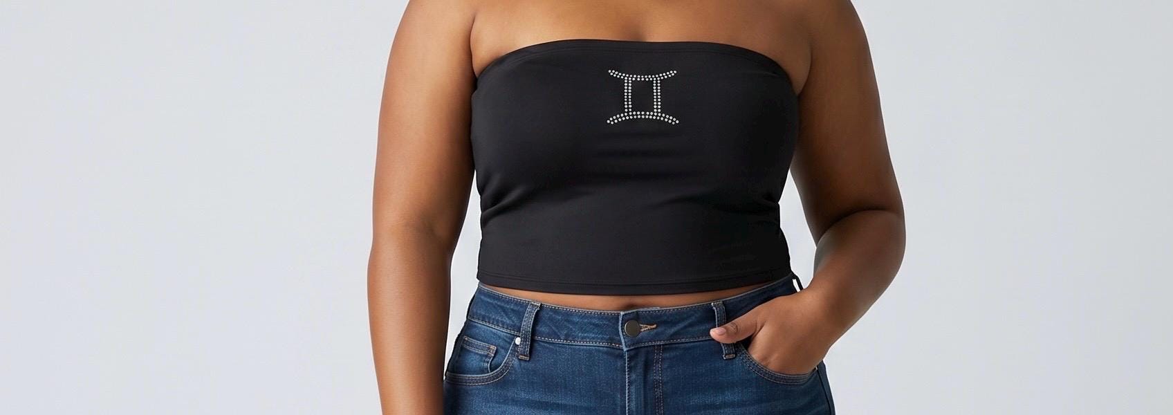 Gemini Zodiac Astrology Symbol Rhinestone Tube Top