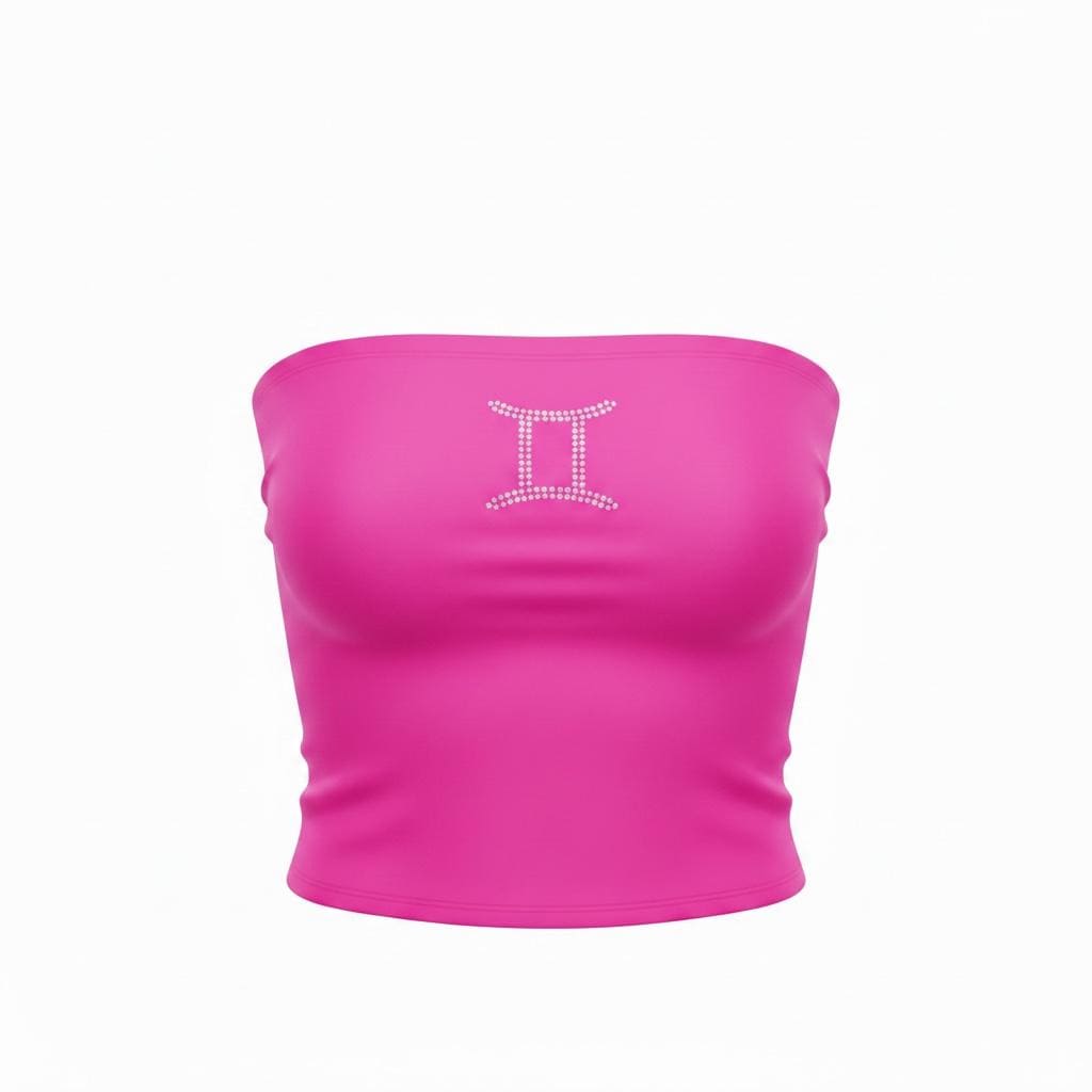 Gemini Zodiac Astrology Symbol Rhinestone Tube Top