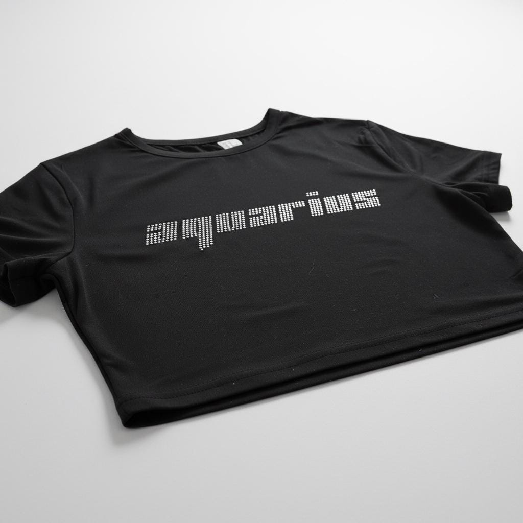 Aquarius Rhinestone Crop Top - Y2K Font