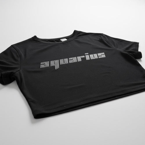 Aquarius Rhinestone Crop Top - Y2K Font