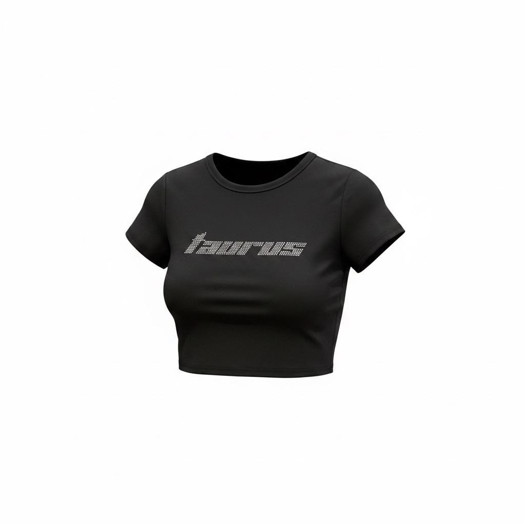 Taurus Rhinestone Crop Top - Y2K Font