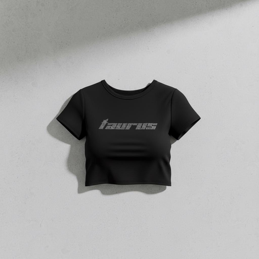 Taurus Rhinestone Crop Top - Y2K Font