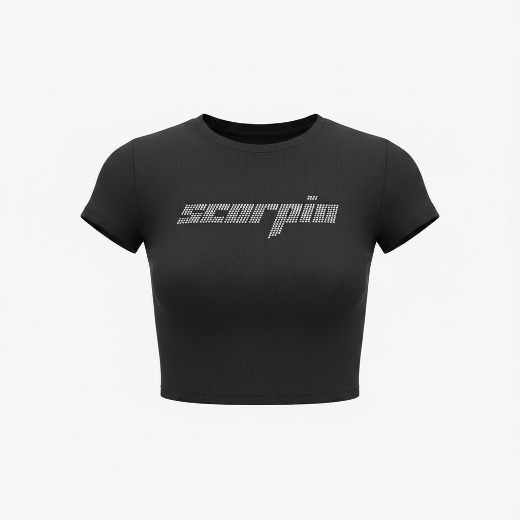 Scorpio Zodiac Astrology  Rhinestone Crop Top - Y2K Font