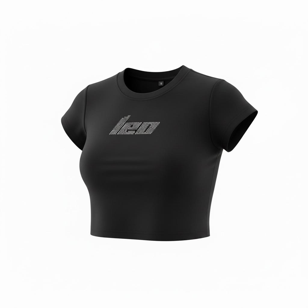 Leo Zodiac Astrology  Rhinestone Crop Top - Y2K Font
