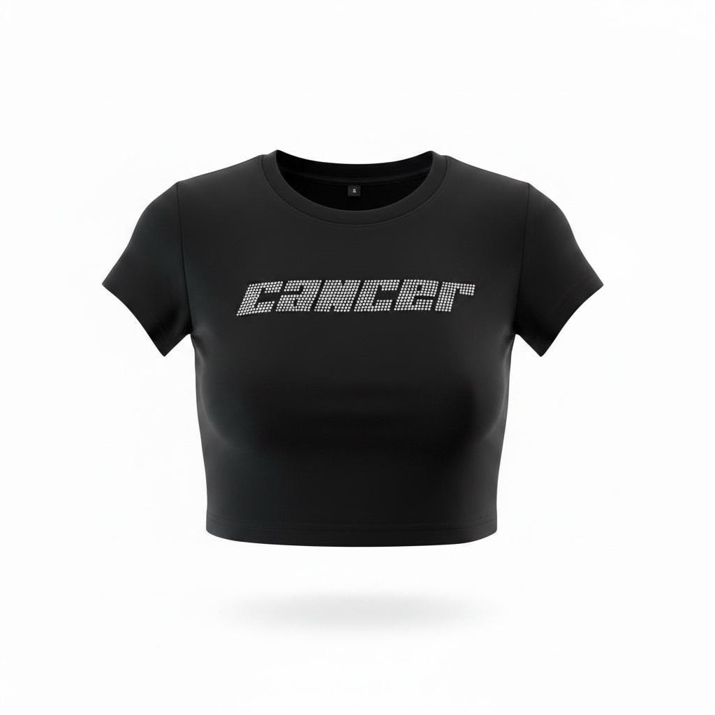 Cancer Zodiac Astrology Rhinestone Crop Top - Y2K Font