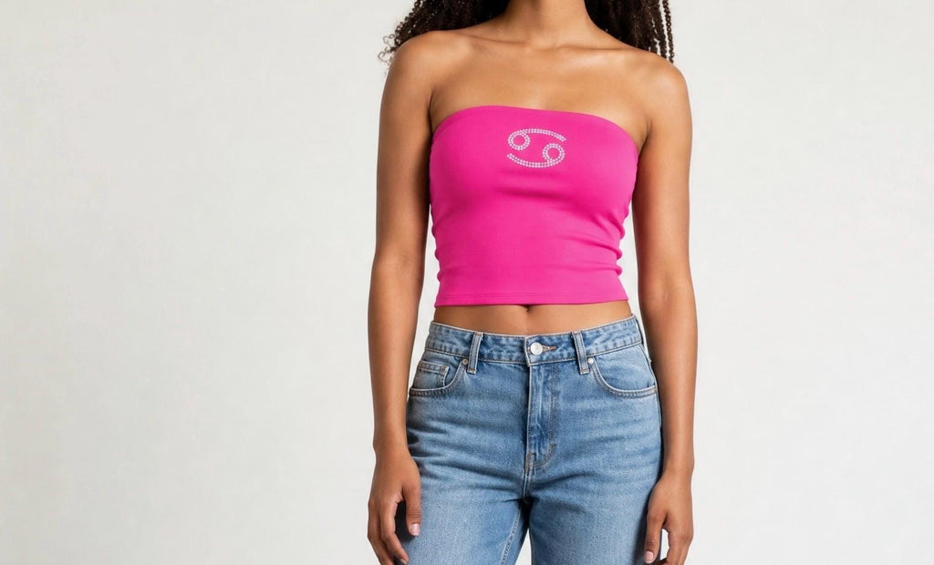 Cancer Zodiac Astrology Symbol Rhinestone Tube Top