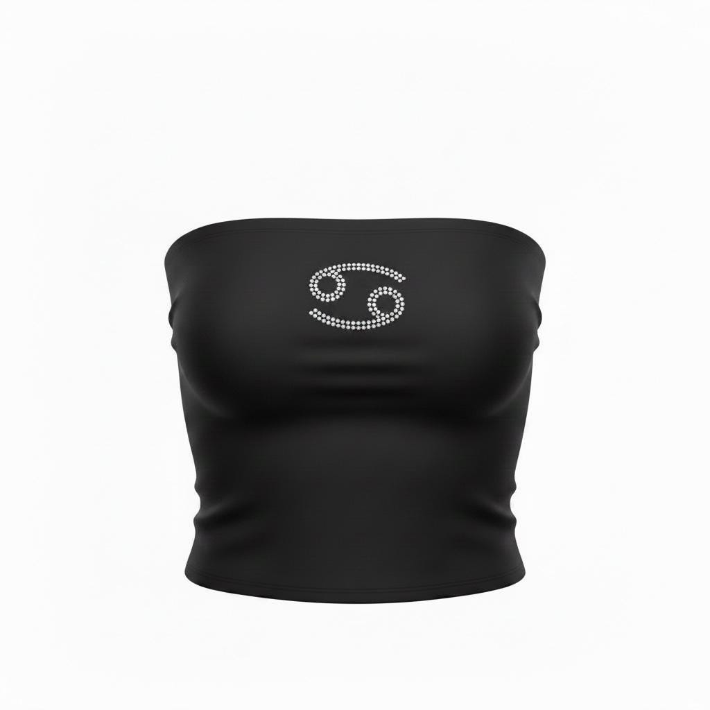Cancer Zodiac Astrology Symbol Rhinestone Tube Top