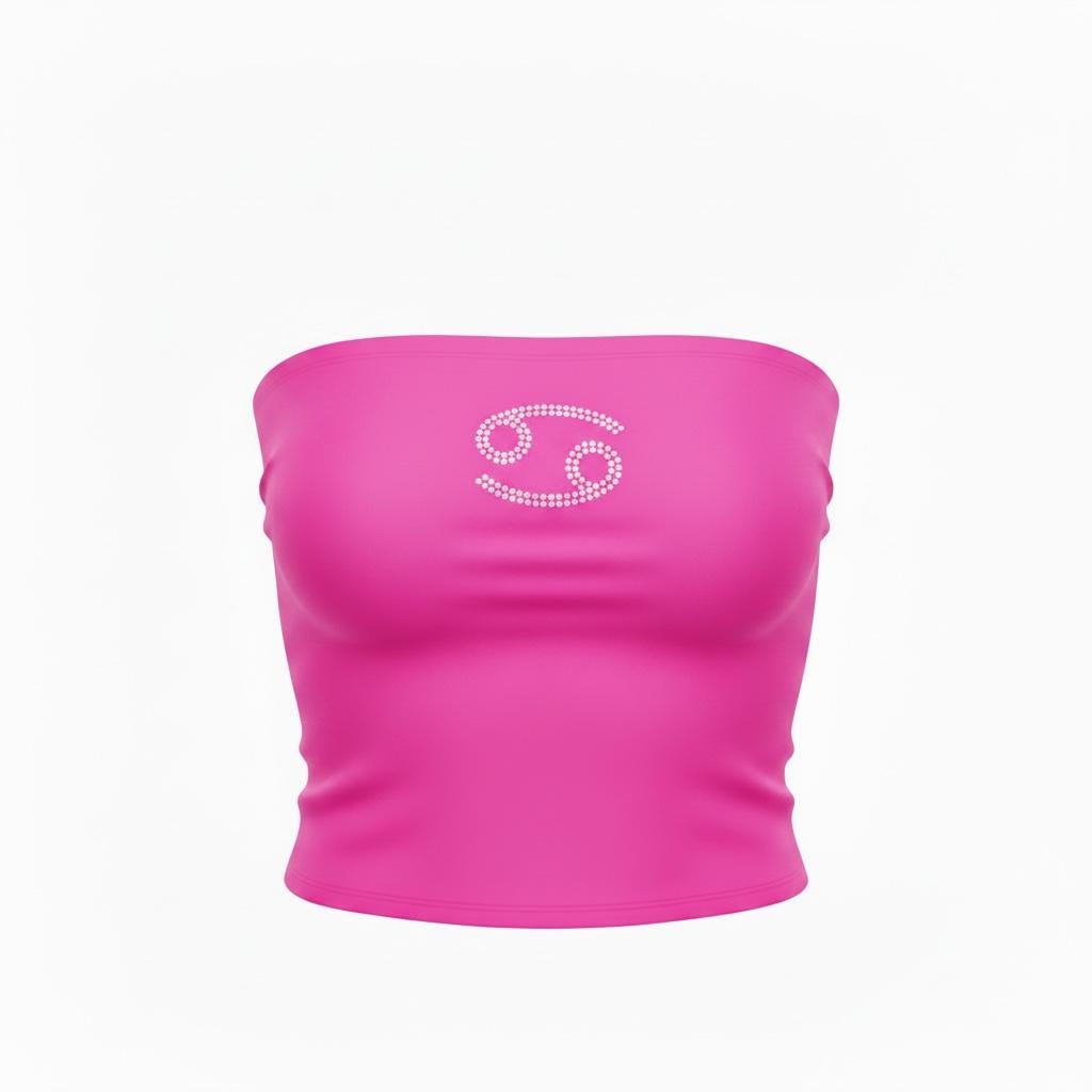 Cancer Zodiac Astrology Symbol Rhinestone Tube Top