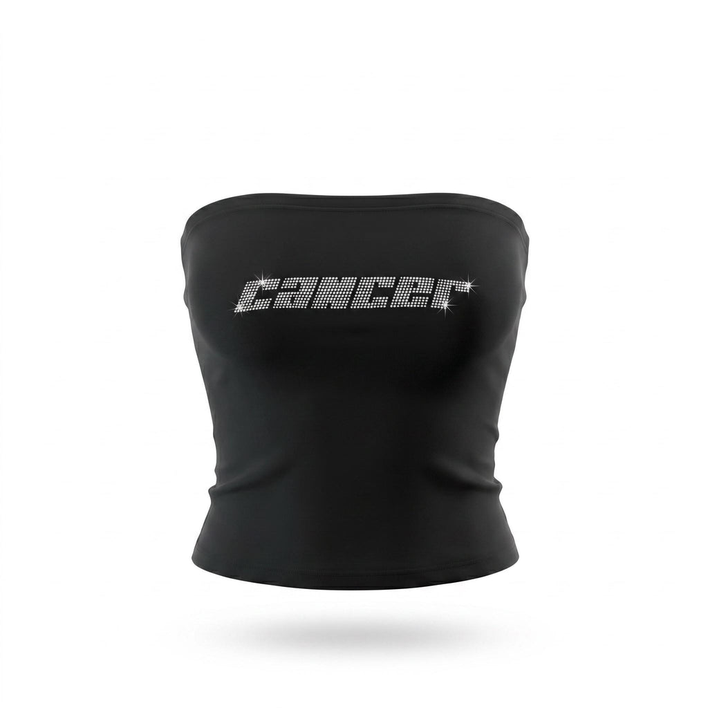 Cancer Zodiac Astrology Rhinestone Tube Top - Y2K Font