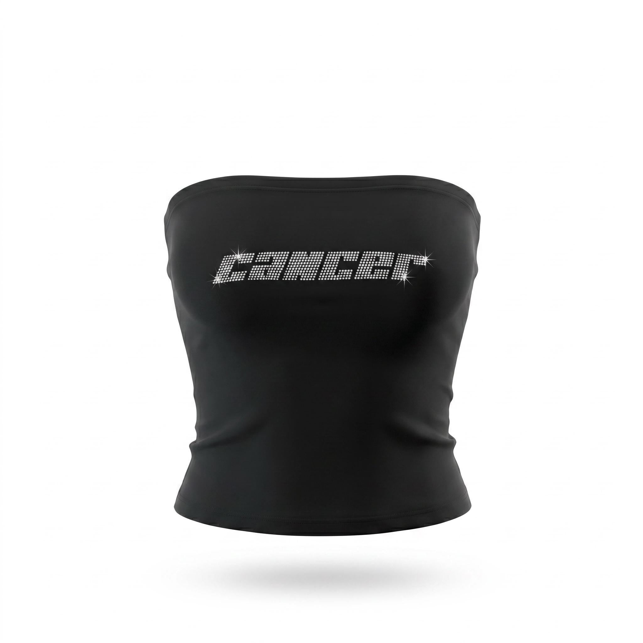 Cancer Zodiac Astrology Rhinestone Tube Top - Y2K Font