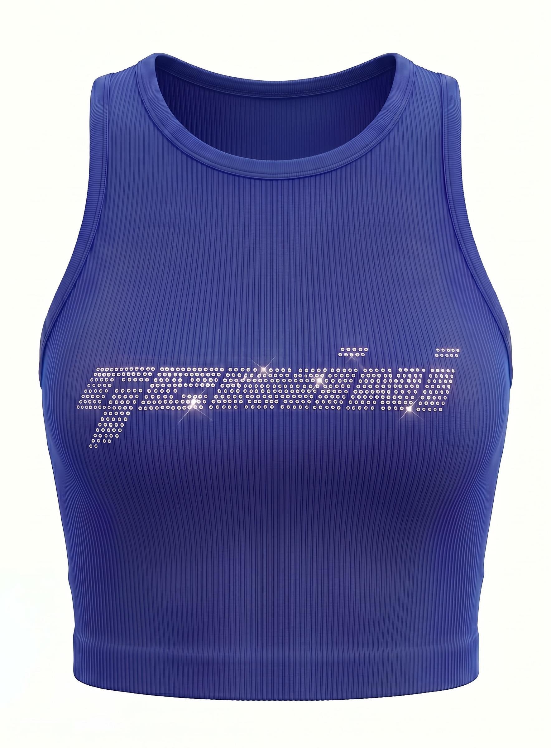 Gemini Zodiac Astrology Rhinestone Racerback Tank Top - Y2K Font