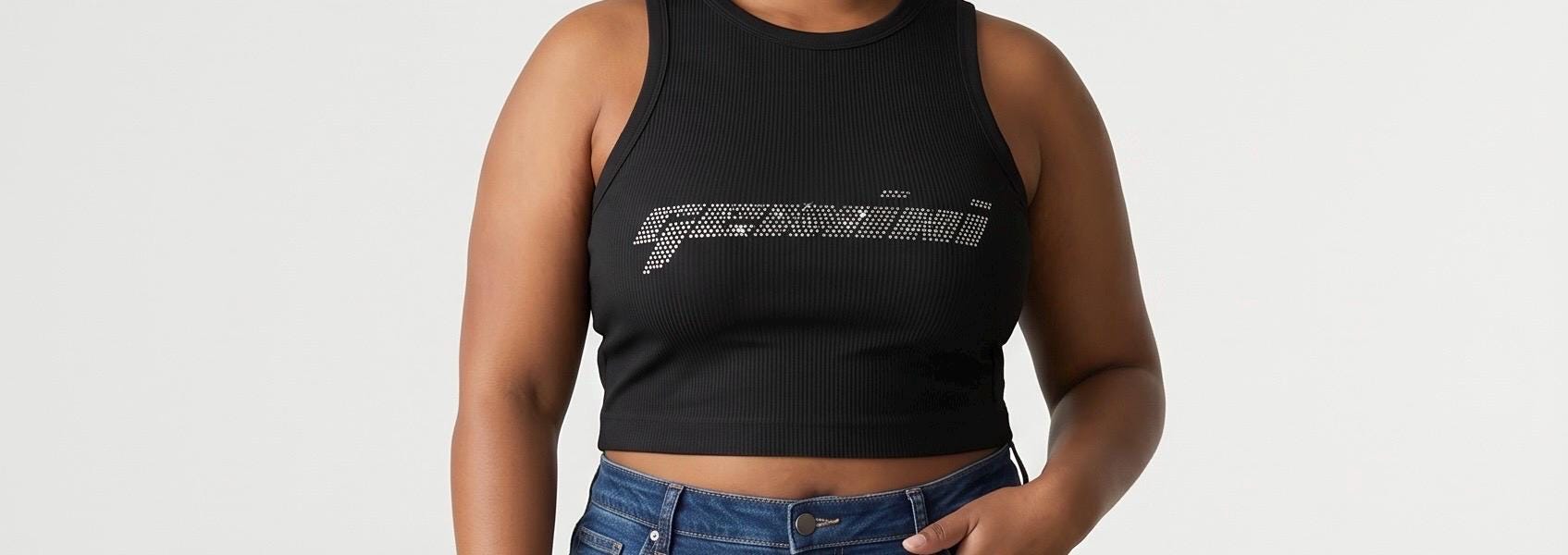 Gemini Zodiac Astrology Rhinestone Racerback Tank Top - Y2K Font