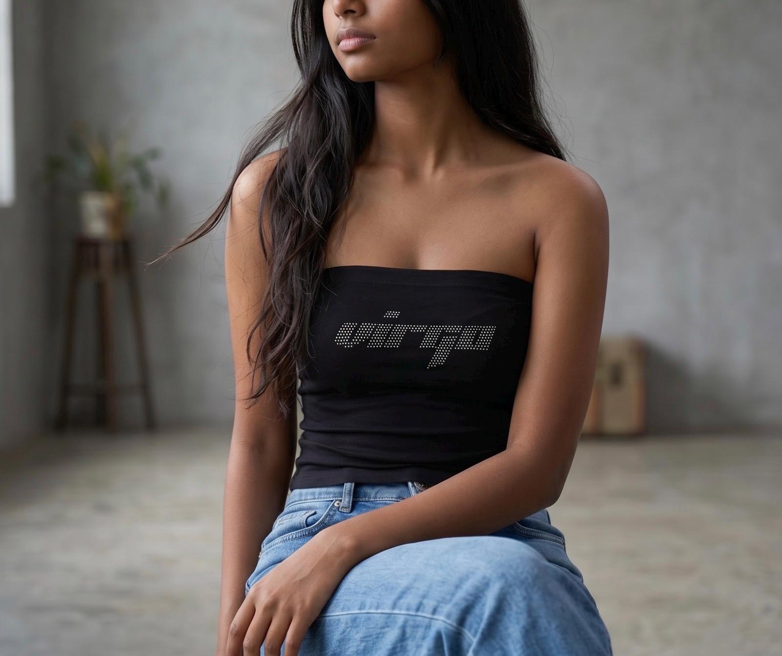 Virgo Zodiac Astrology Rhinestone Tube Top - Y2K Font