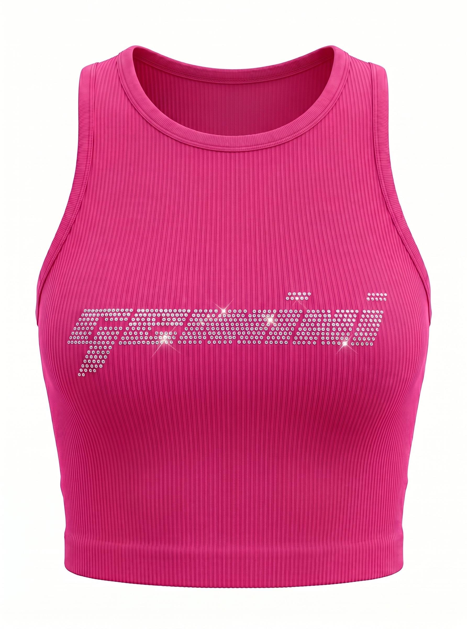 Gemini Zodiac Astrology Rhinestone Racerback Tank Top - Y2K Font