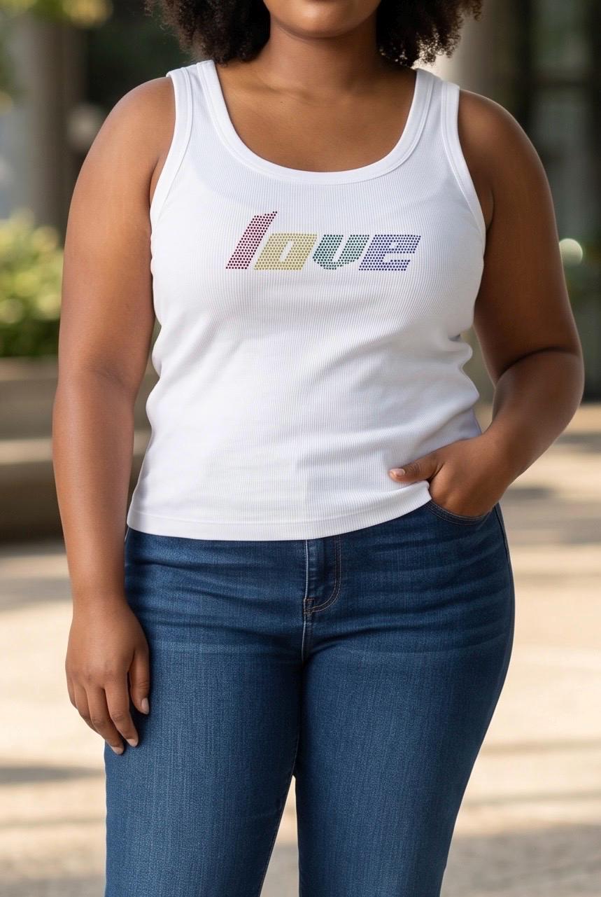 Customizable Rhinestone Tank Top | Rainbow Rhinestone Crop Tank | LGBTQ+ Pride Shirt | Y2K Inspired Festival Top | Pride Month Outfit