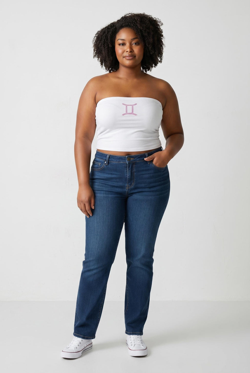 All Zodiac Astrology Symbol Rhinestone White Tube Top Mutliple Rhinestone Color Options
