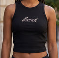 Leo Zodiac Astrology Rhinestone Racerback Tank Top - Y2K Font