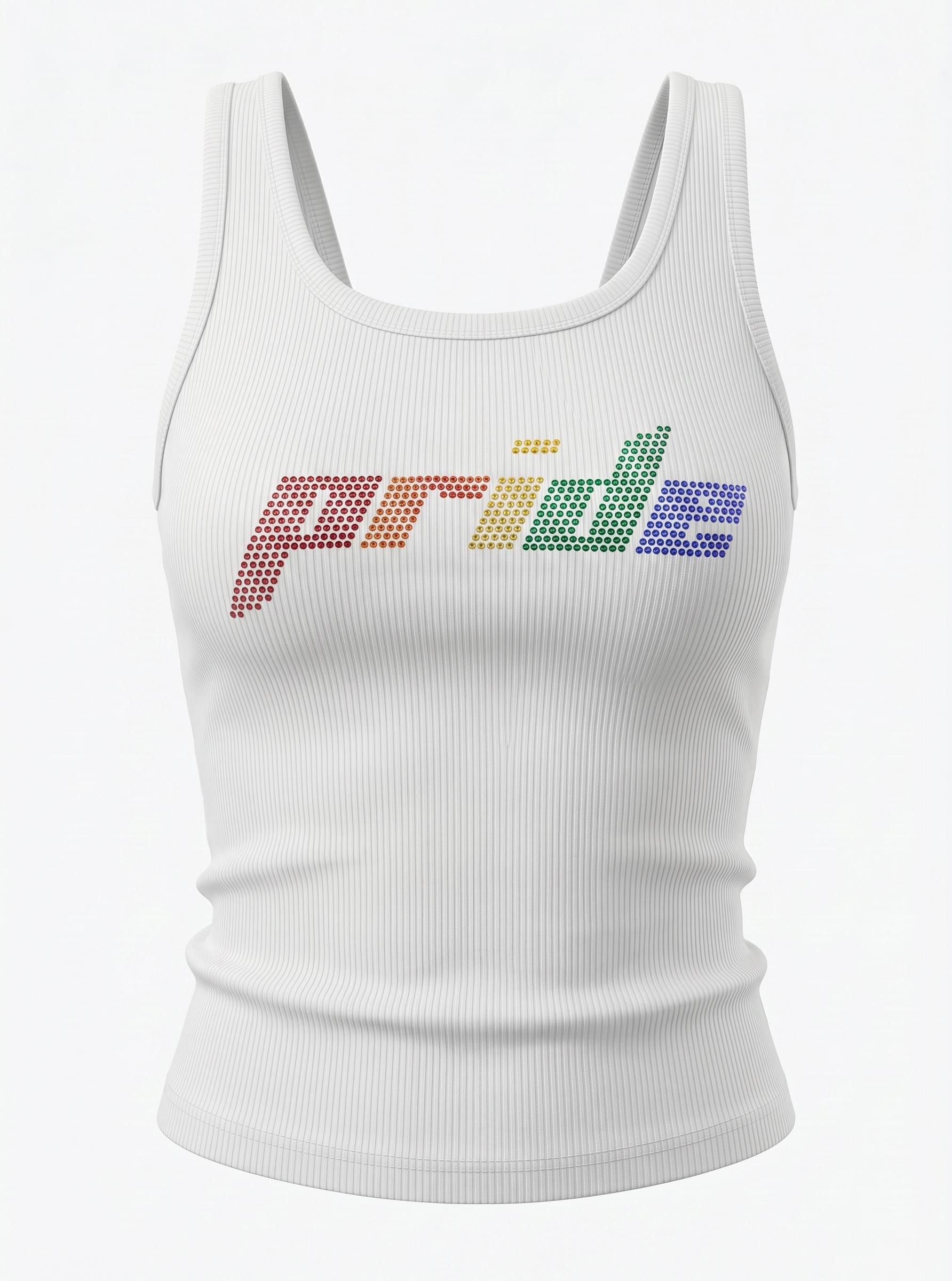 Customizable Rhinestone Tank Top | Rainbow Rhinestone Crop Tank | LGBTQ+ Pride Shirt | Y2K Inspired Festival Top | Pride Month Outfit