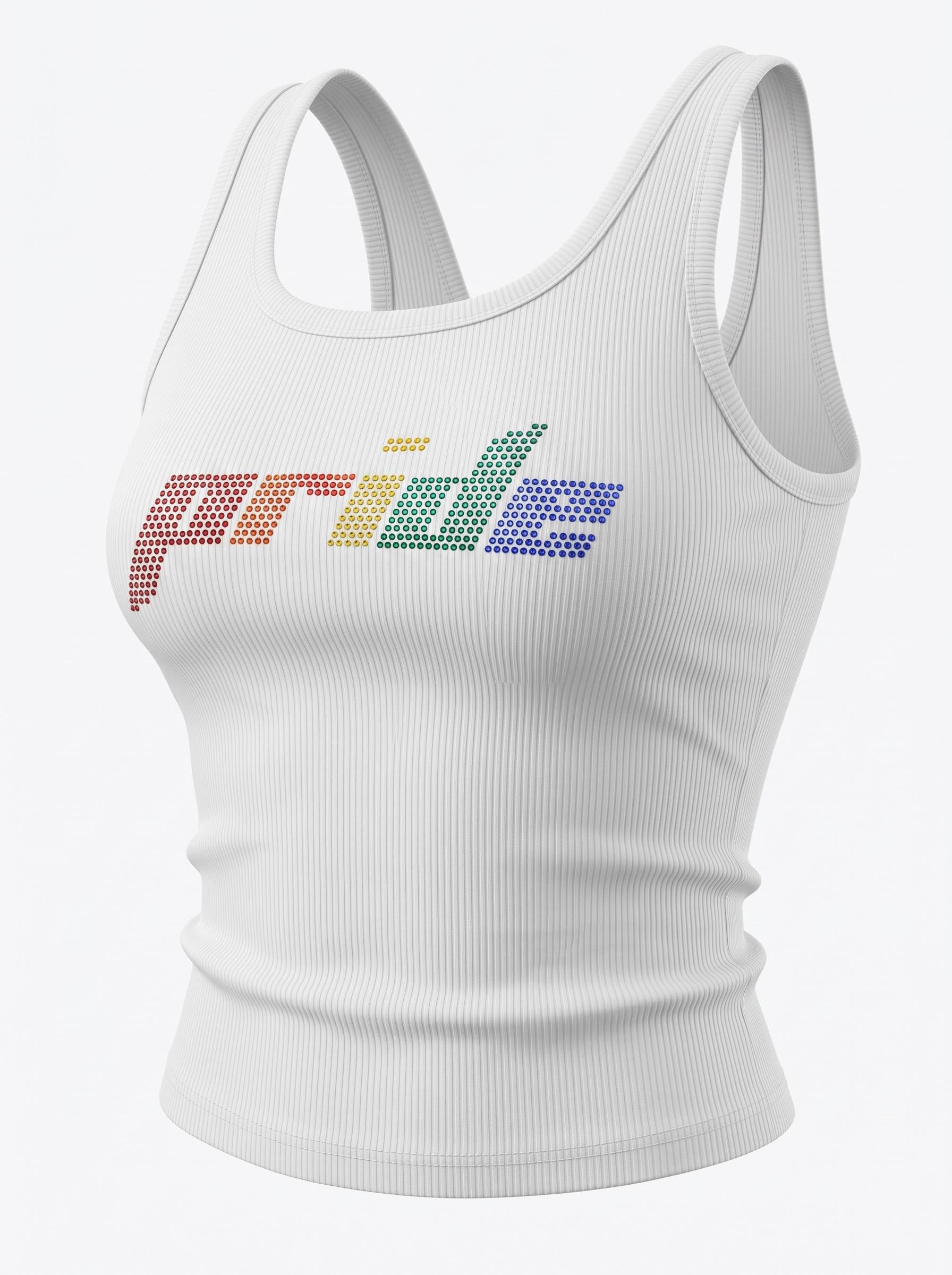 Customizable Rhinestone Tank Top | Rainbow Rhinestone Crop Tank | LGBTQ+ Pride Shirt | Y2K Inspired Festival Top | Pride Month Outfit