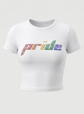 Rainbow Rhinestone Crop Top Customizable | LGBTQ+ Pride Shirt | Y2K Inspired Festival Top | Pride Month Outfit