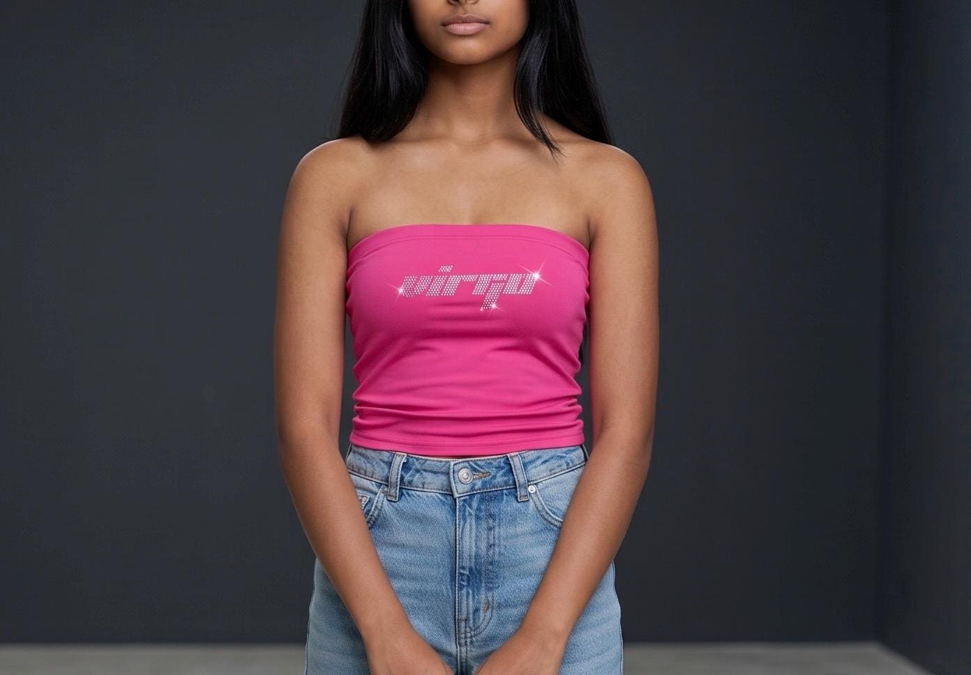 Virgo Zodiac Astrology Rhinestone Tube Top - Y2K Font