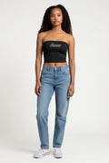 Leo Zodiac Astrology Rhinestone Tube Top - Y2K Font