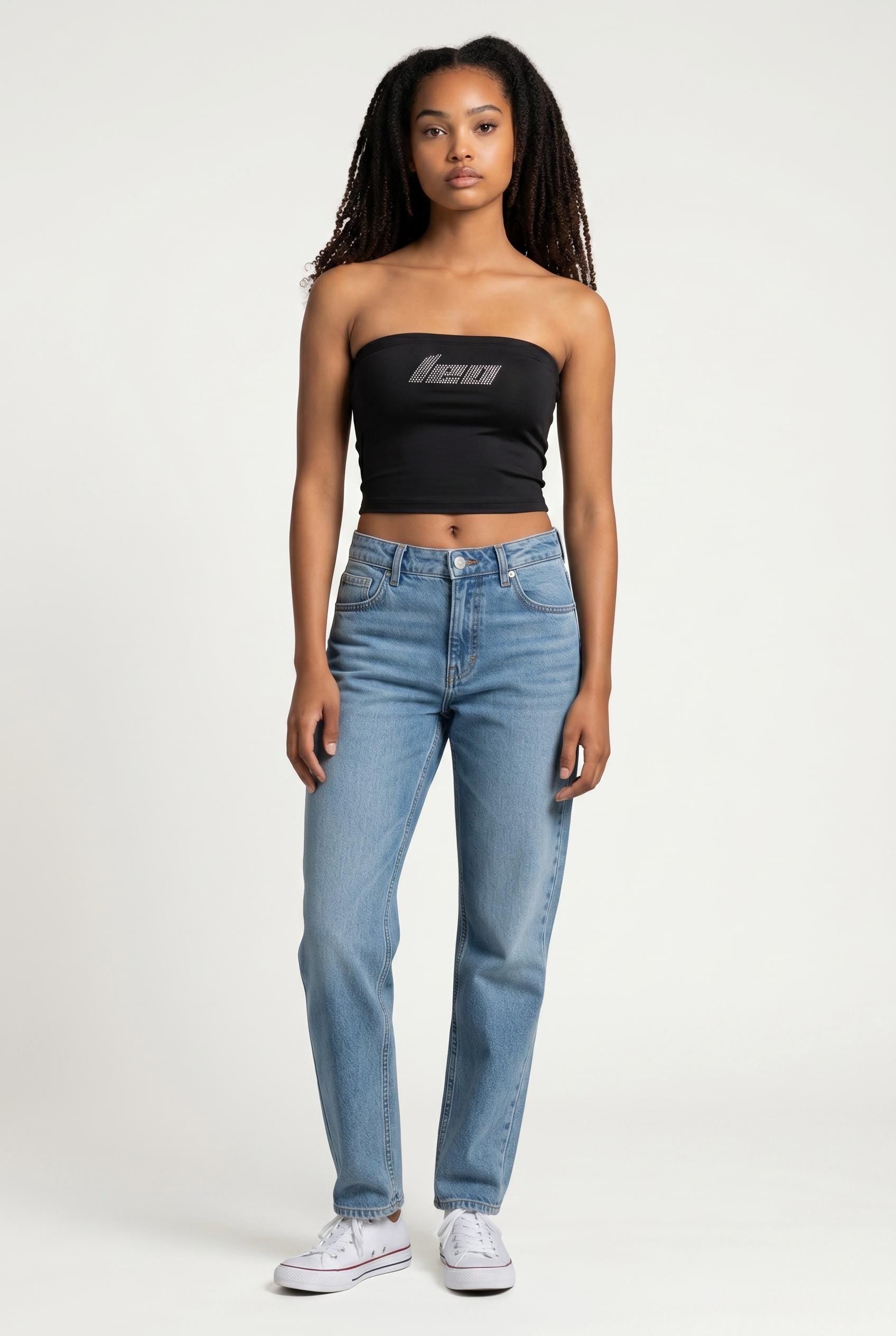 Leo Zodiac Astrology Rhinestone Tube Top - Y2K Font