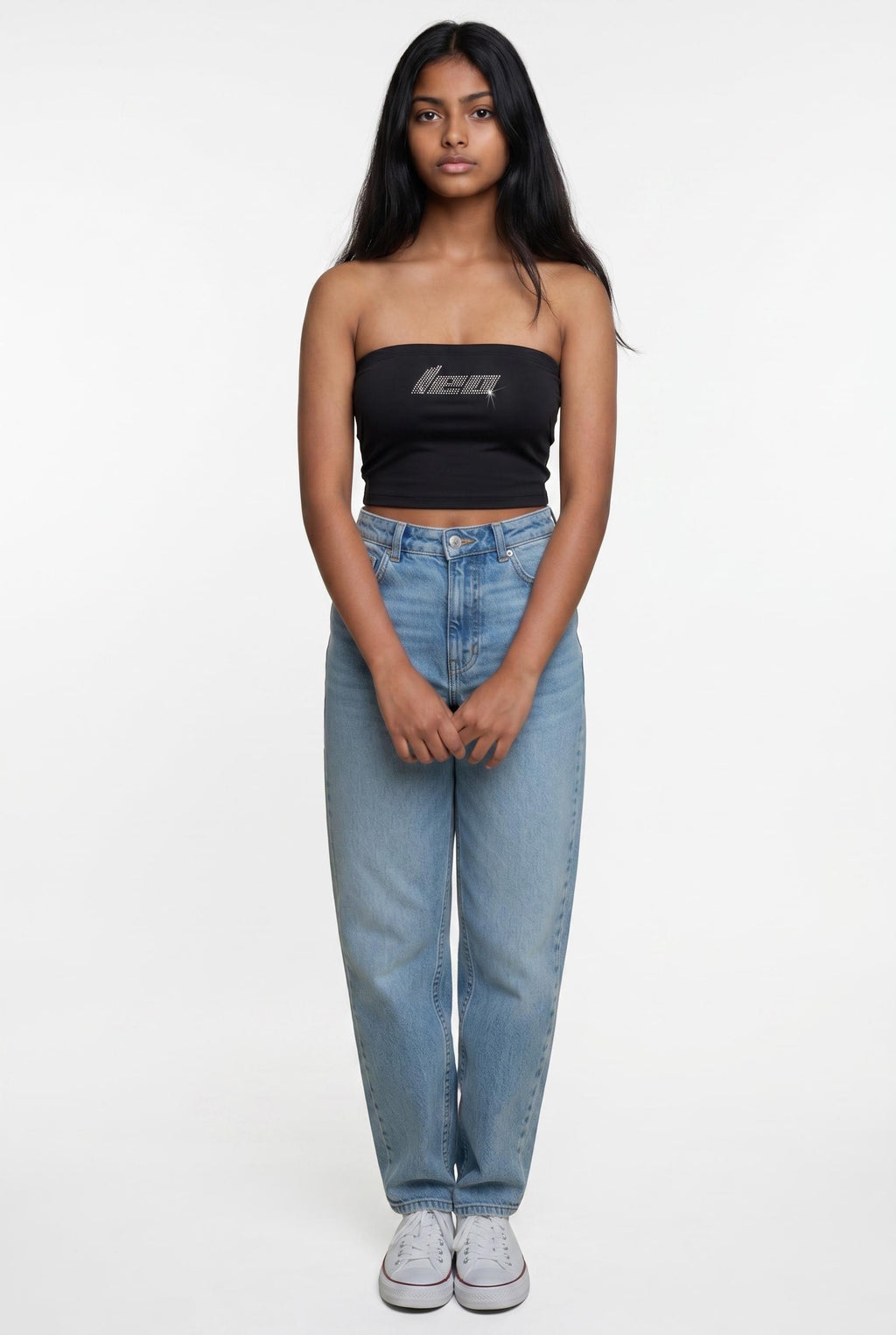 Leo Zodiac Astrology Rhinestone Tube Top - Y2K Font