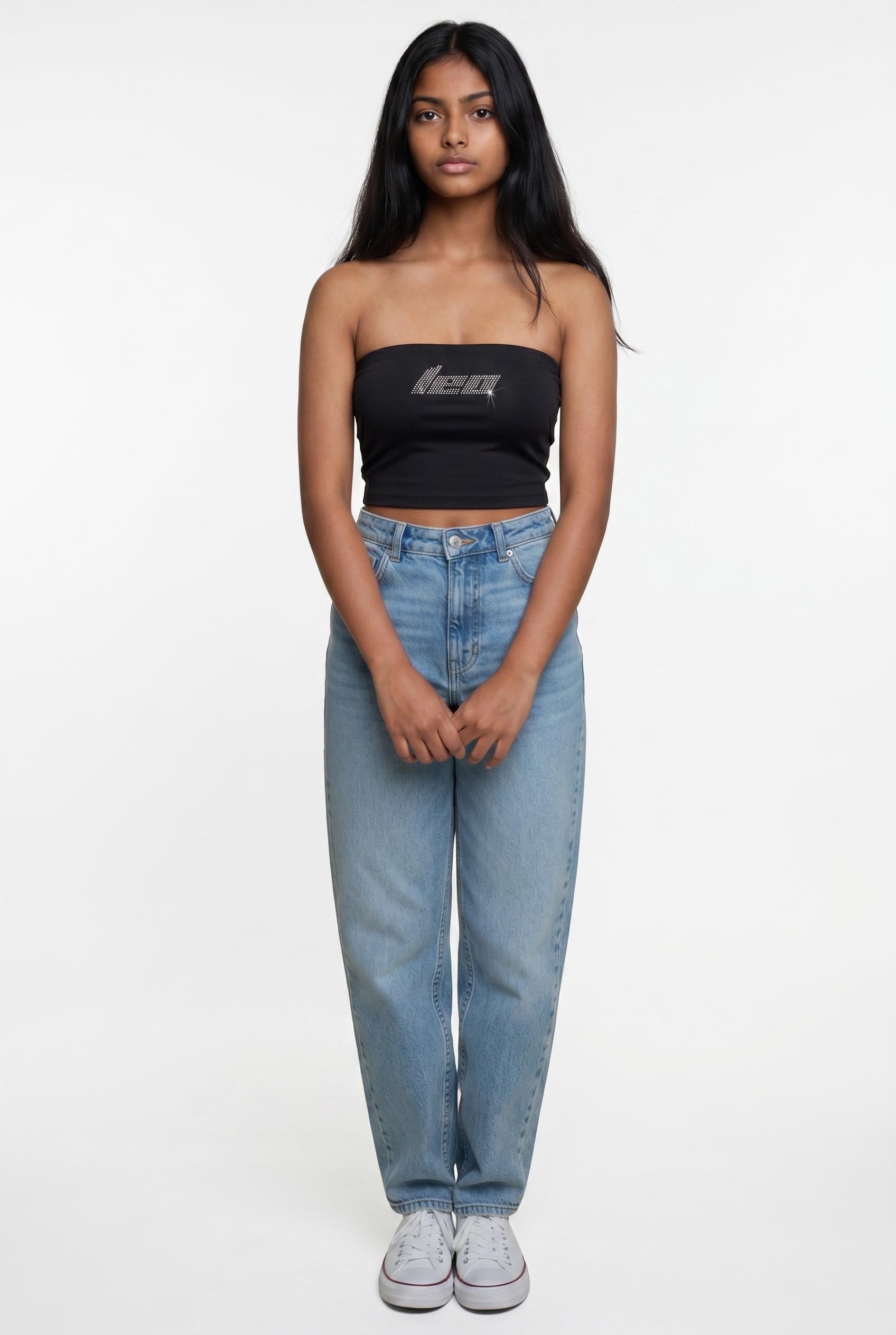 Leo Zodiac Astrology Rhinestone Tube Top - Y2K Font