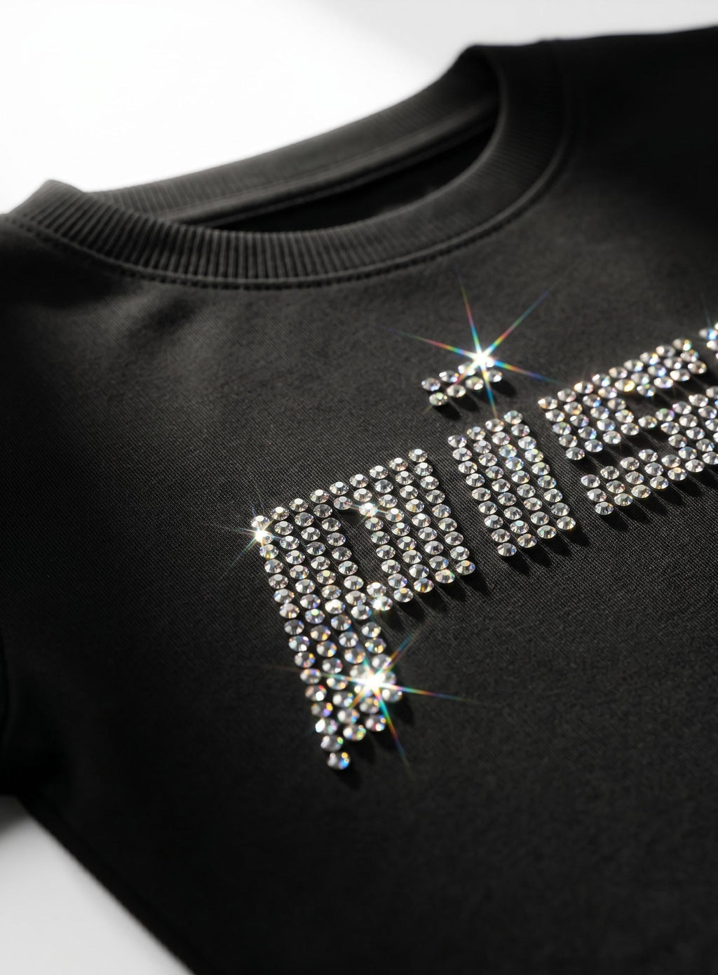 Pisces Rhinestone Crop Top | Y2K Zodiac Astrology Shirt | Black Fitted Tee