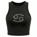 Rhinestone Cancer Zodiac Racerback Crop Tank | Astrology Y2K Ribbed Top