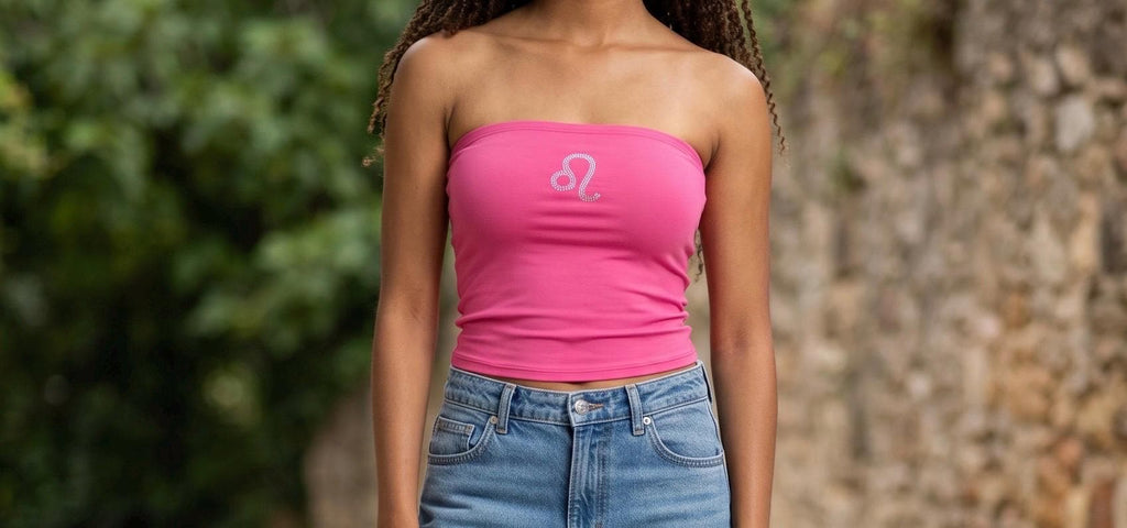 Leo Zodiac Astrology Symbol Rhinestone Tube Top