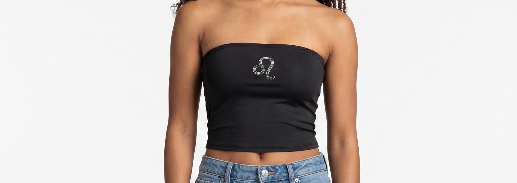 Leo Zodiac Astrology Symbol Rhinestone Tube Top