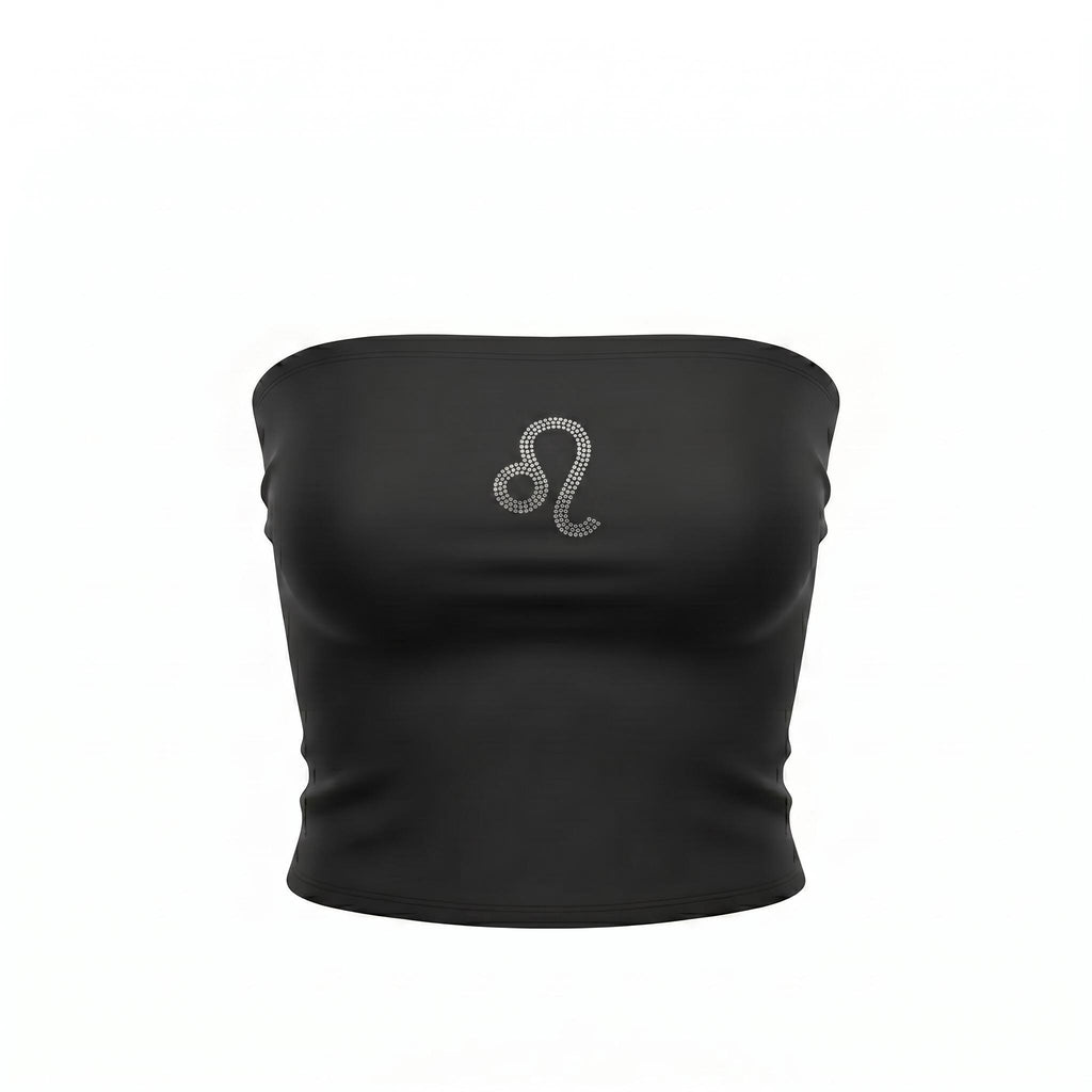 Leo Zodiac Astrology Symbol Rhinestone Tube Top