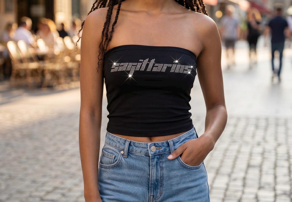 Sagittarius Rhinestone Tube Top Y2K Astrology