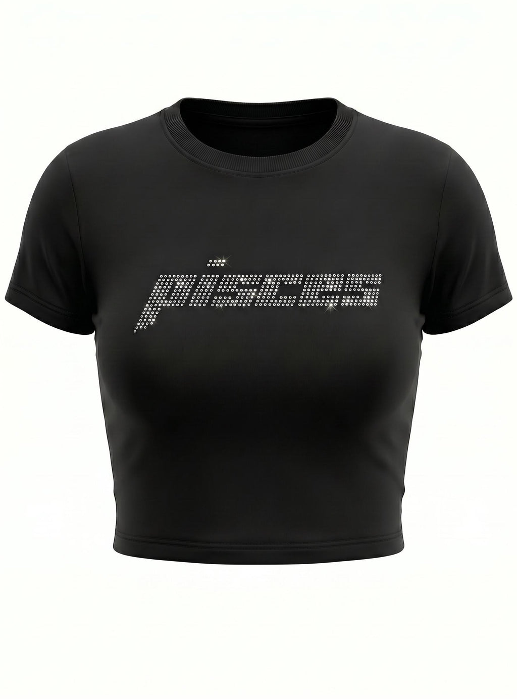 Pisces Rhinestone Crop Top | Y2K Zodiac Astrology Shirt | Black Fitted Tee