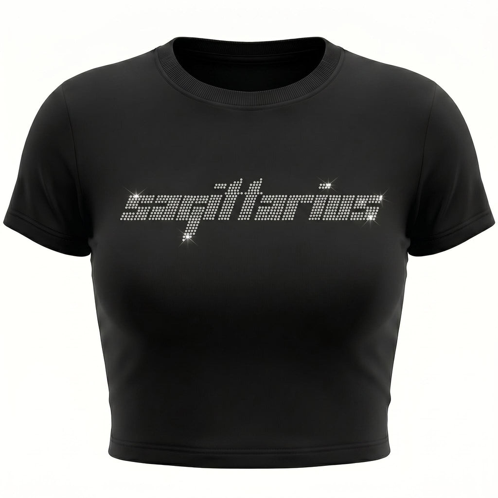 Sagittarius  Zodiac Astrology  Rhinestone Crop Top - Y2K Font