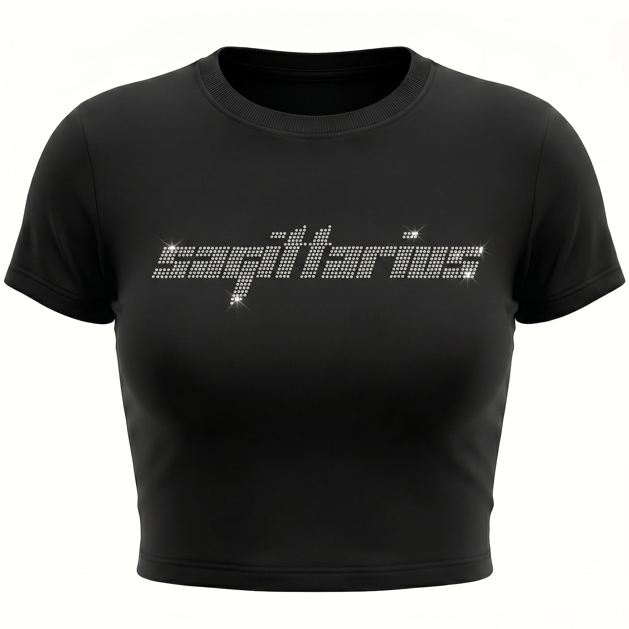 Sagittarius  Zodiac Astrology  Rhinestone Crop Top - Y2K Font